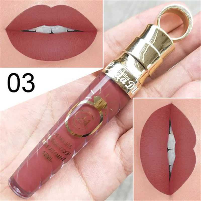 New lipstick Matte Liquid lipstick Waterproof Lasting Sexy Pigment Nude Glitter Style Lipgloss Beautiful Red Lipgloss Hot W250312