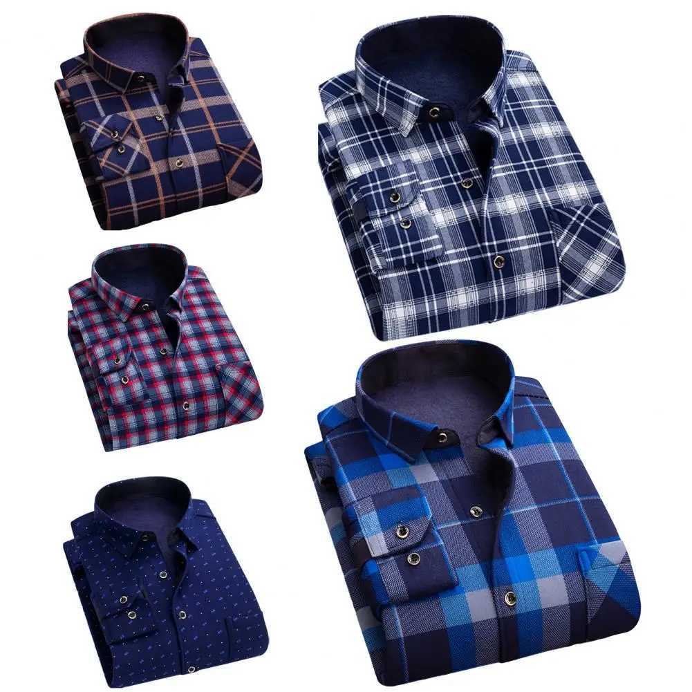 Mens wool shirt formal business style mens wool hot shirt plain printed thick plush long sleeved mens cardigan W250312