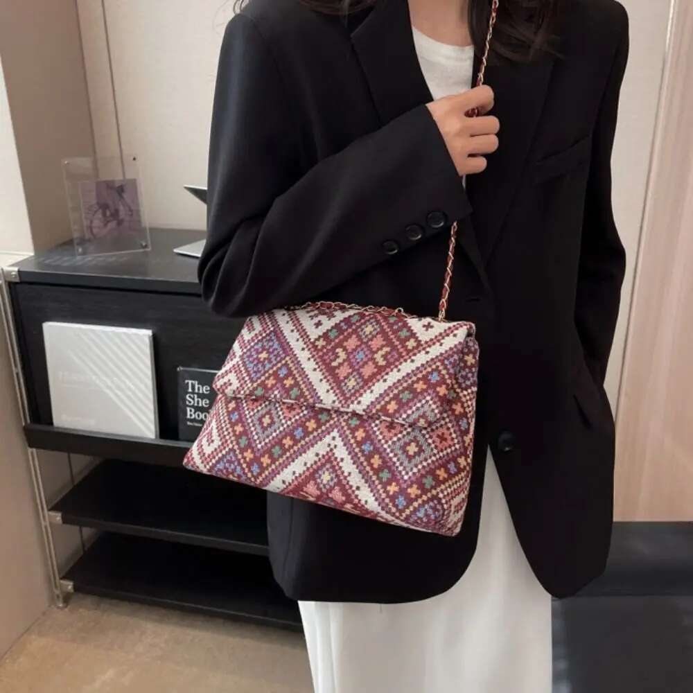 Canvas Bohemian Large Capacity Chain Shoulder Strap Crossbody Bag Women Handbag Travel
