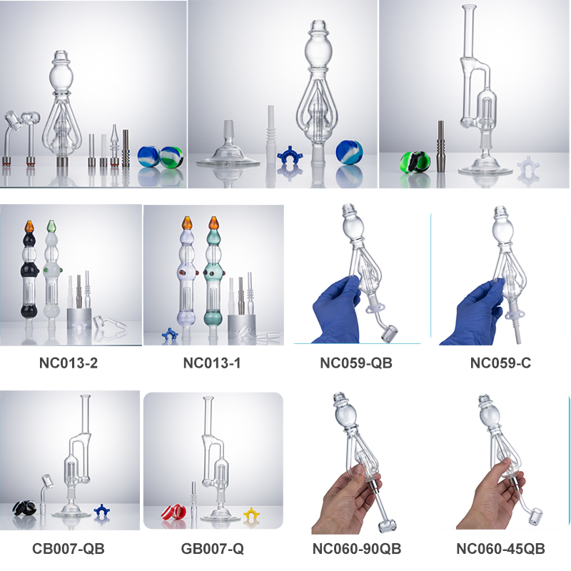 Glassvape666 ZHC007 Double Triple Recycle Airflow Nectar Collector Stand Nectar Collectors 510 Titanium Ceramic Tip 14mm Quartz Banger Nail