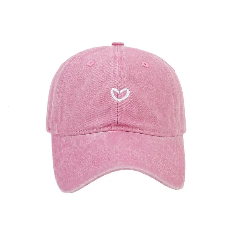 Washed Cotton Baseball Cap Women Men Soft Top Embroidered Love Retro Simple Summer Hats For Outdoor Dad Hat 250311