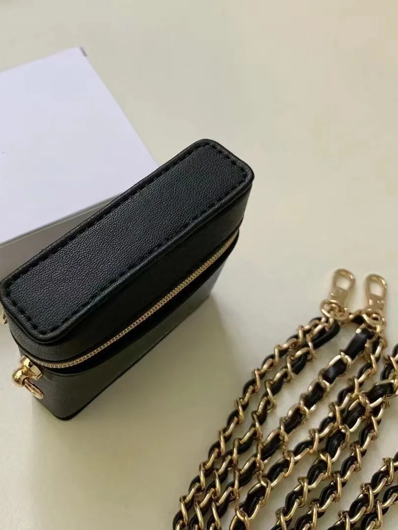 Designer Black Chain Bag Mini Change Bag Lipstick bag with Packaging coin purse Storage