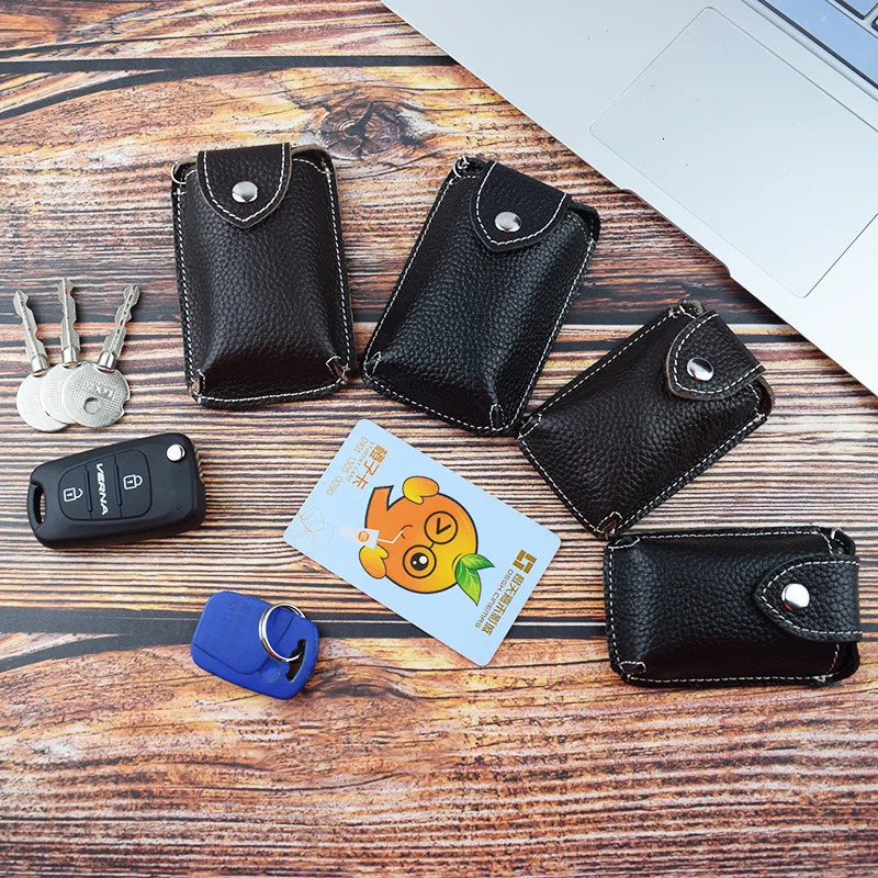 Genuine Leather Smart Key Holder Wearable Belt Car Key Wallet Organizer Keychain Storage Bag Housekeeper Bag Cover Hasp Key Case 250311