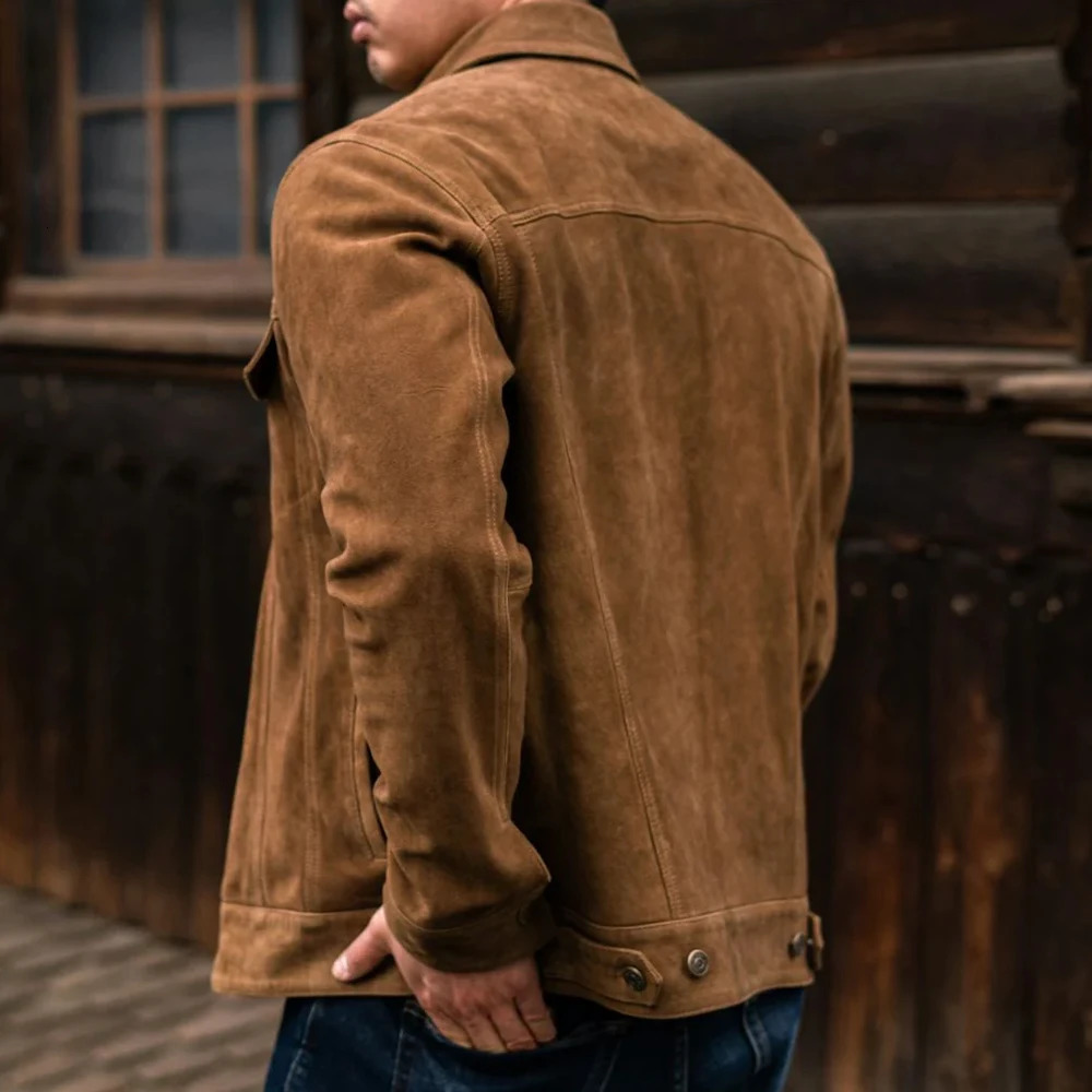 Mens suede jacket set suit and mens coat formal clothing elegant top 250312