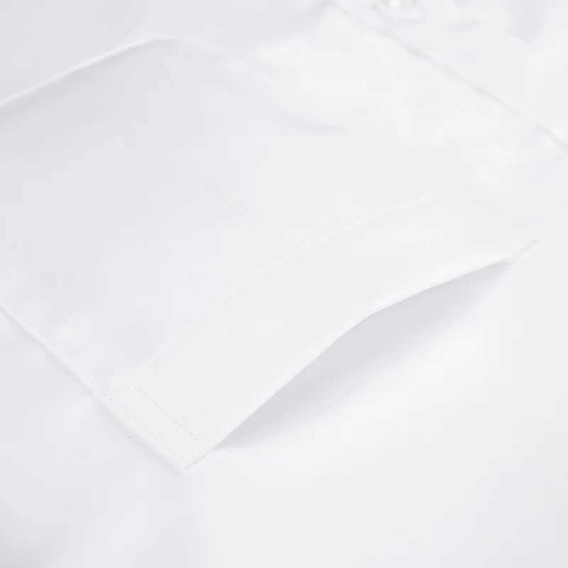 Mercerized Cotton Square Collar Solid Mens Dress Shirts Long Sleeve Slim Fit Anti Wrinkle Easy Care High Quality Clothing W250312