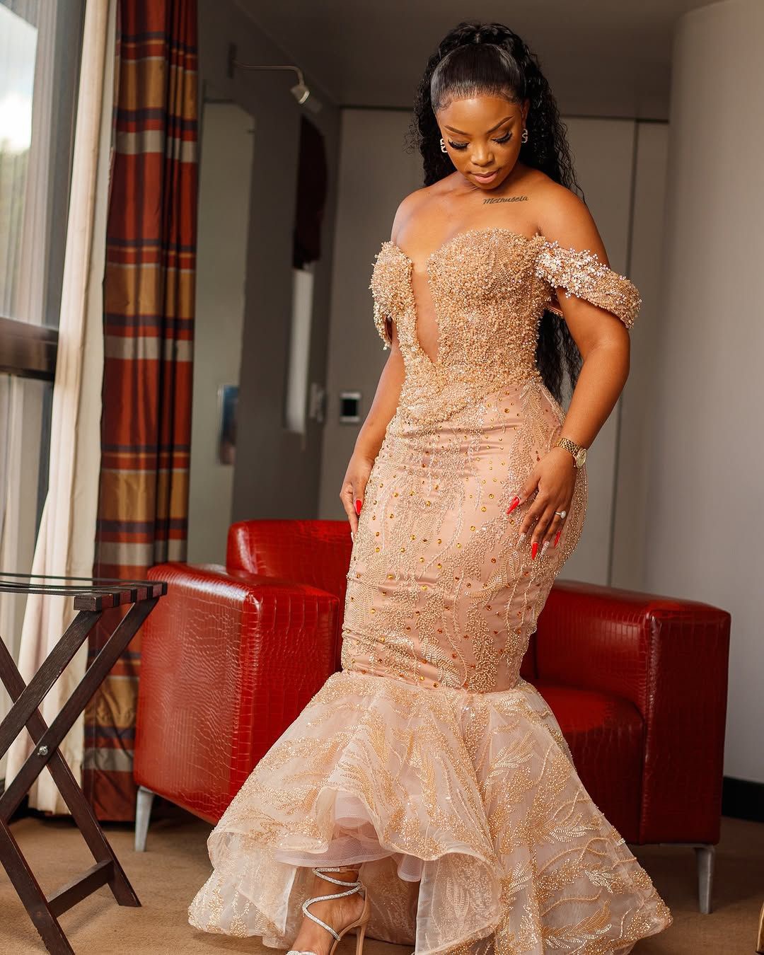 Gold Mermaid Prom Dresses 2025 Illusion Lace Beaded Crystals Evening Formal Party Second Birthday Engagement Gowns Plus Size Dress For Special Occasio