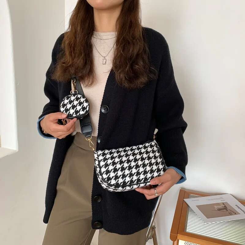 Women s Retro Checkered Printed Single Shoulder Mini Round Wallet Pendant Designer Women s Fashion Crossbody Bag Casual Mother And Child Handbag Stora