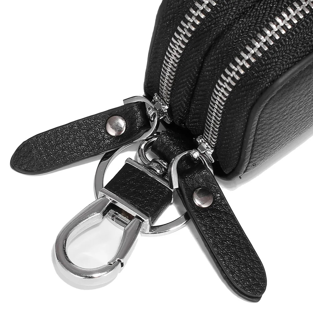 Genuine Leather Key Wallets Unisex Key Bag Men Car Key Holders Double Zipper Keychain Case Women Smart Housekeeper 250311