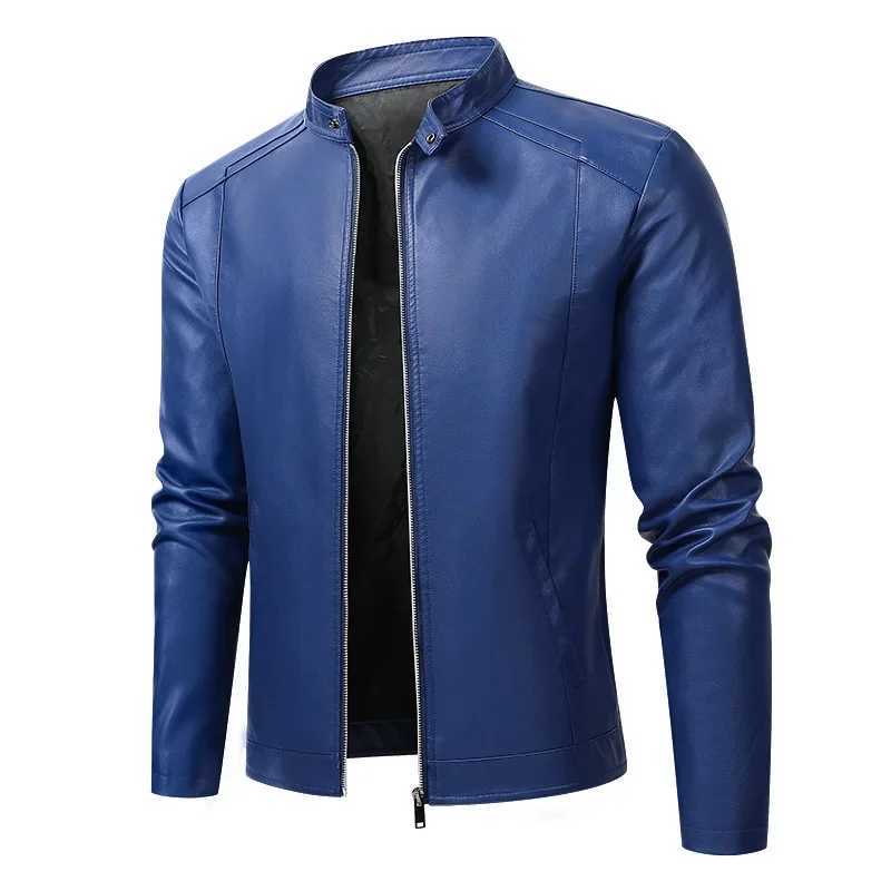Mens Fashionable Warm Thermal Leather Jacket Casual Slim Fit Biker Gear PU Stand Collar Jacket For Smooth SilhouetteT250311