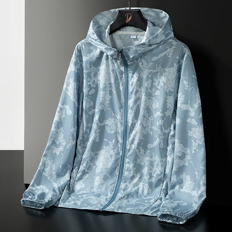 High quality summer jacket mens windproof thin sunscreen suit hooded bicycle fishing top plus size 250312