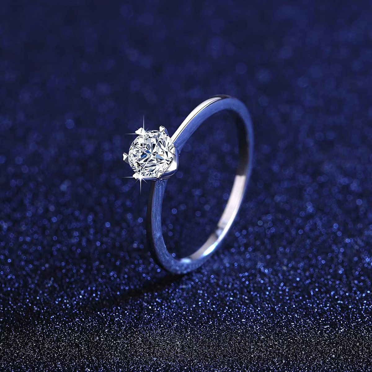 CZCITY New 5.0mm Moissanite Ring S925 Silver Jewelry Sparking Wedding Diamond Ring for Women