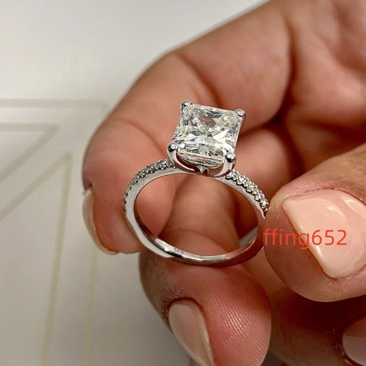 Provence Double Stone Moissanite Ring 14K Rose Gold Jewelry Radiant Cut Diamond Moissanite Ring for Wedding