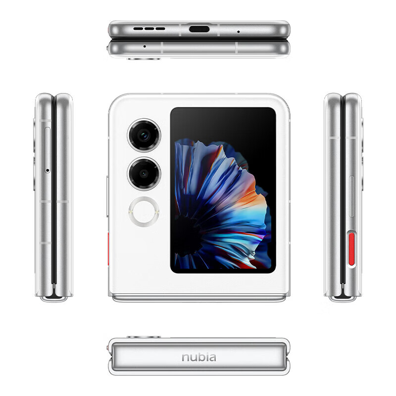 Original Nubia Flip 2 5G Foldable Mobile Phone 8GB RAM 256GB ROM MTK Dimensity 7300X 50.0MP NFC 4325mAh Android 6.9" AMOLED Folding Screen Finger