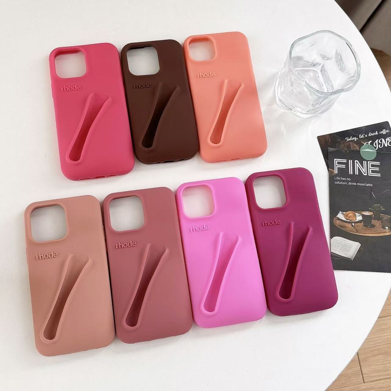 Rhode Phone Case for iPhone 16 Pro Max Phone Case 16 15 Plus 14 Pro 13 12 Luxury Designer Fashion iPhone Lip gloss Mouth Red lipstick 3D Hot Silicone