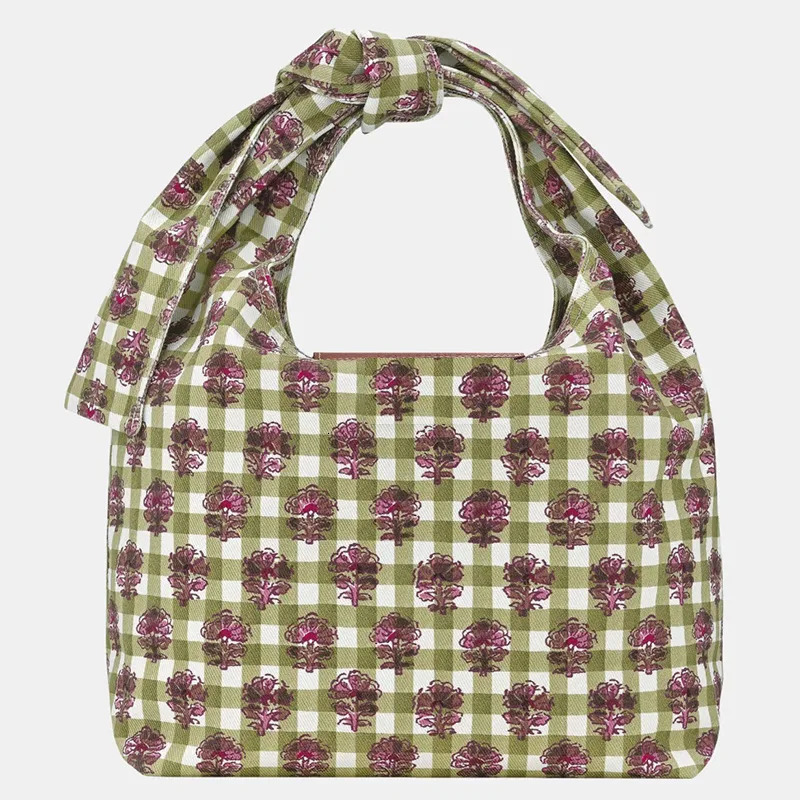 Fashion Bow Knot Shoulder hot Underarm Bag Flower Canvas Women Tote 2025 Spring Summer Collection 250312