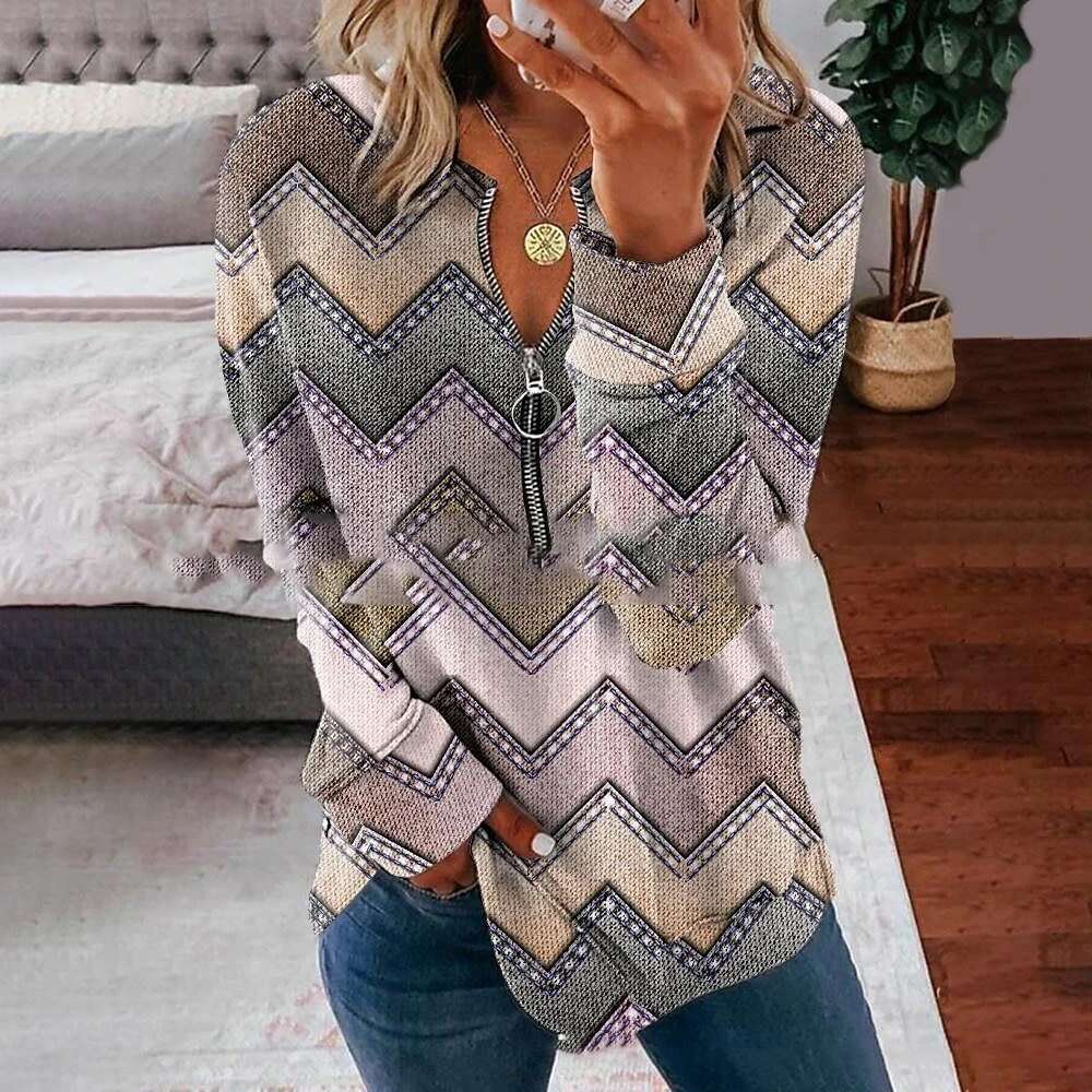 Striped Women Fashion Zipper Hoodies Y2k Casual Sweatshirt Zip Up Hoodie Oversized Sudaderas Lattice Coats Ladies Sweats
