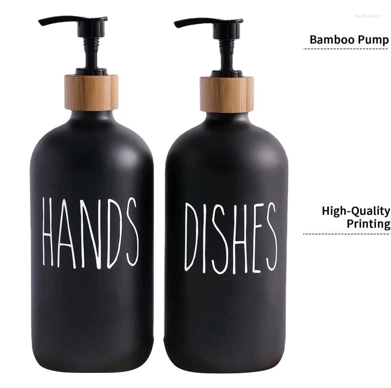 Liquid Soap Dispenser 500ML 2PCS Hand Dish Set Refillable PET Plastic Bottle Shampoo Shower Gel Lotion Empty Container Bathroom