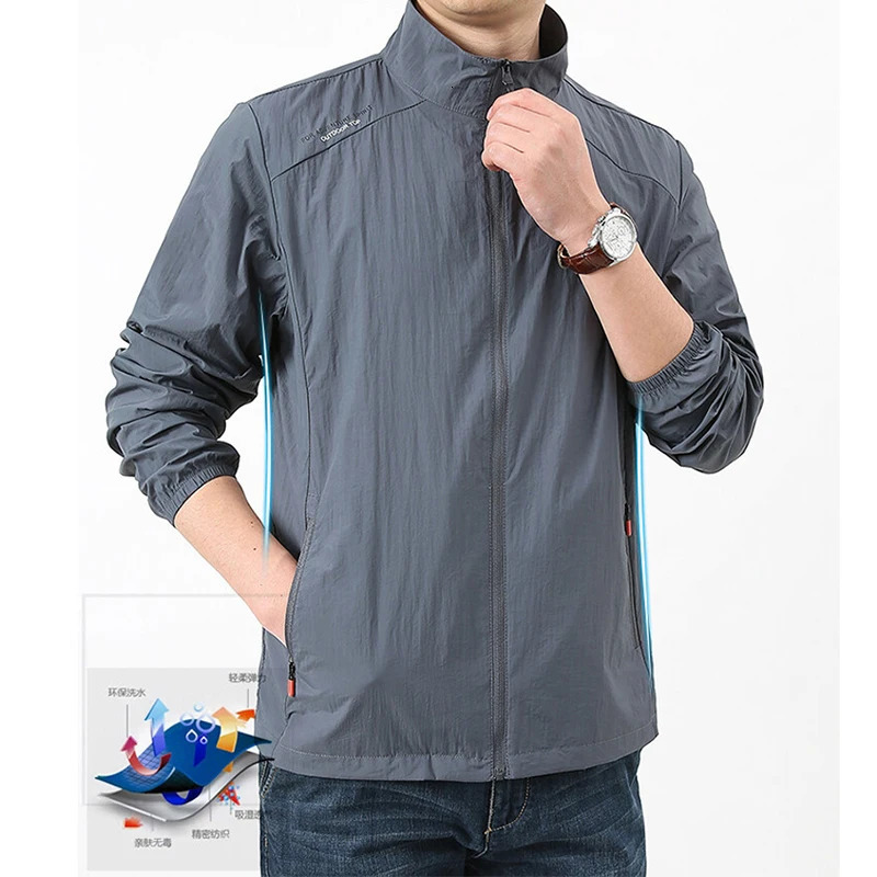 Summer Jackets Men Male Windbreaker Fishing Coats Father Ultrathin Sunscreen Jacket Youth Outerwearing Clohting Traveling Korean 250312