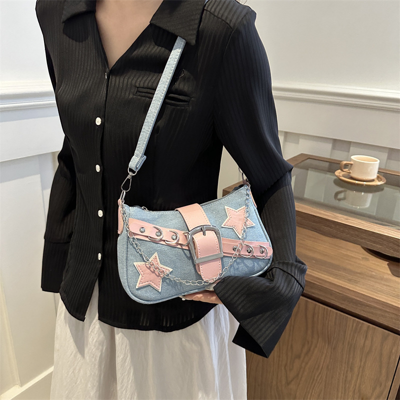 2025 Celebrity New Fashion Designer Personalized Saddle Bag Women s Handbag Casual Cowboy Chain Shoulder Underarm Bag Casual Wallet Makeup Storage Bag