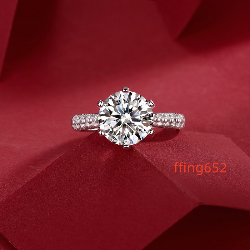 De Classic Sparkling 925 Silver 1ct Moissanite Ring 2ct D Color VVS Moissanite Ring for Female Resizable 3ct Moissanite Rings