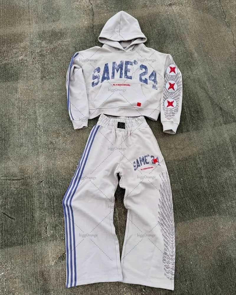 New American couple clothing retro Harajuku Y2K casual super Dalian hoodie fashion version straight width casual pants X250312