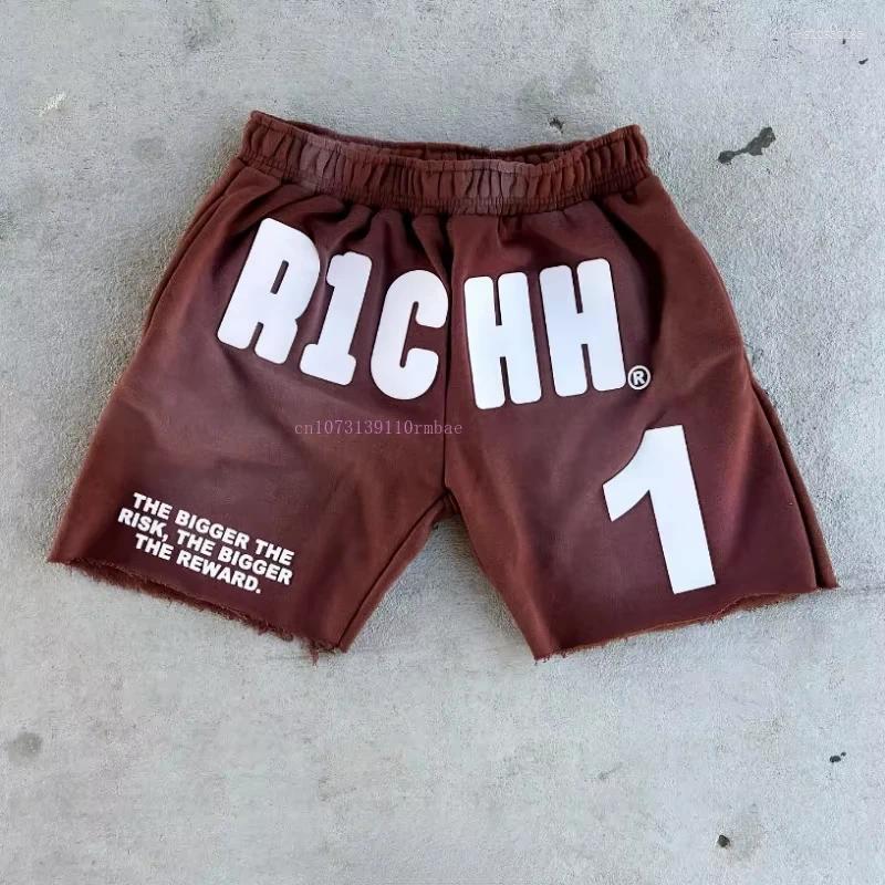 Men's Shorts Solid Color Men Women American Retro Senior Rubber Letters Printed Five Pants Summer Loose Thin Section Couple