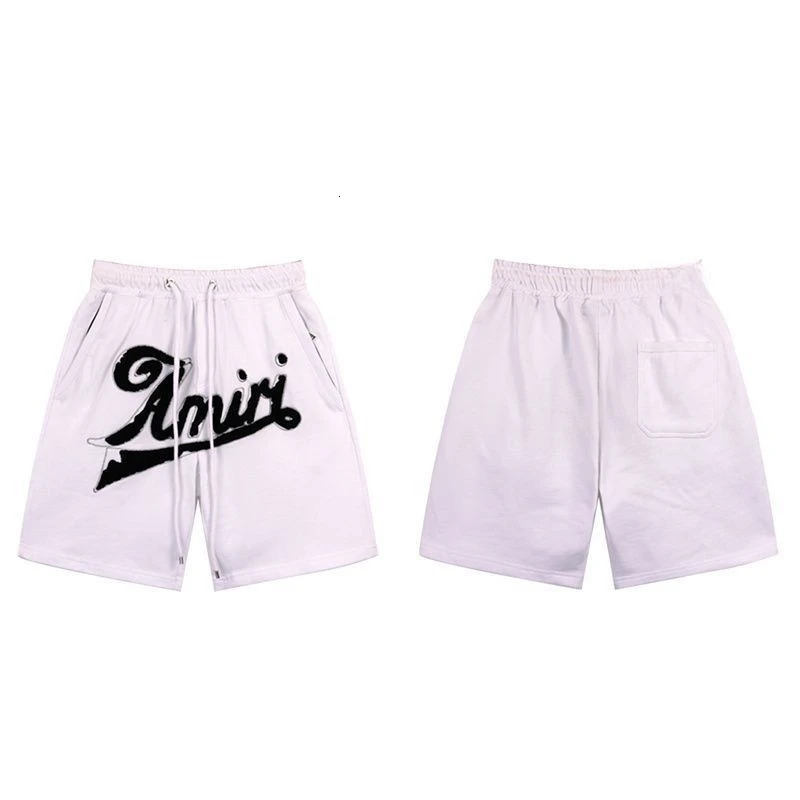 American Trendy AMl Letter Summer High Street Casual Mens and Womens Straight-leg Pants Drawstring Shorts 250310