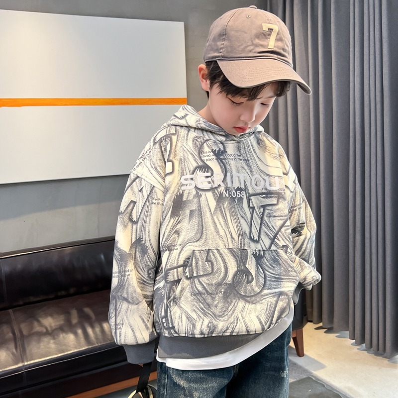 Ddmyshoesvip Boys Trendy Brand Hoodie New Autumn Top Medium And Large Children S Spring Clothing Stylish