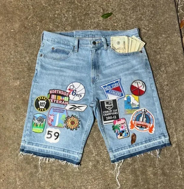 90s American Straight Pants Men and Women Universal Jeans Street Fashion Versatile Shorts Personalized Harajuku Hip hop Clothing 250312