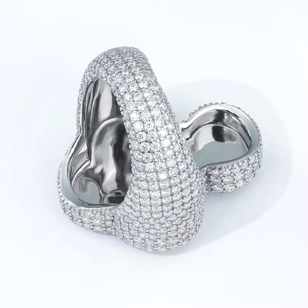 Hiphop 925 Silver Cross Design Iced Out Baguette Cut Moissanite Ring Rhodium Rose Gold Plating Options Fine Jewelry
