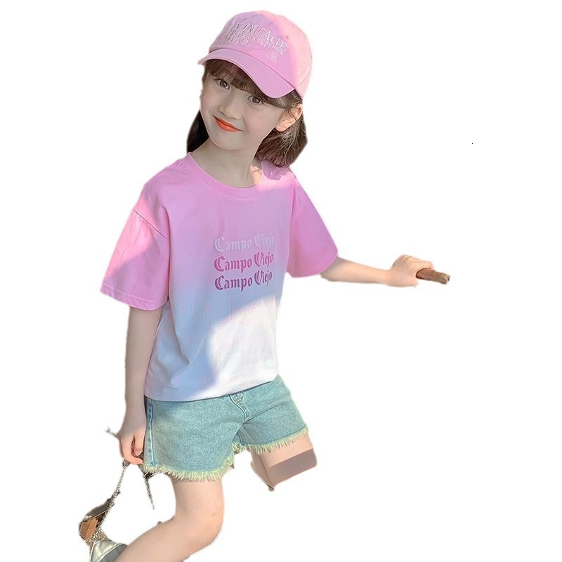 Ddmyshoesvip Short T Shirt New Fashionable Girls Dress Internet Celebrity Fashion Top Summer Half Sleeved Children S Wear