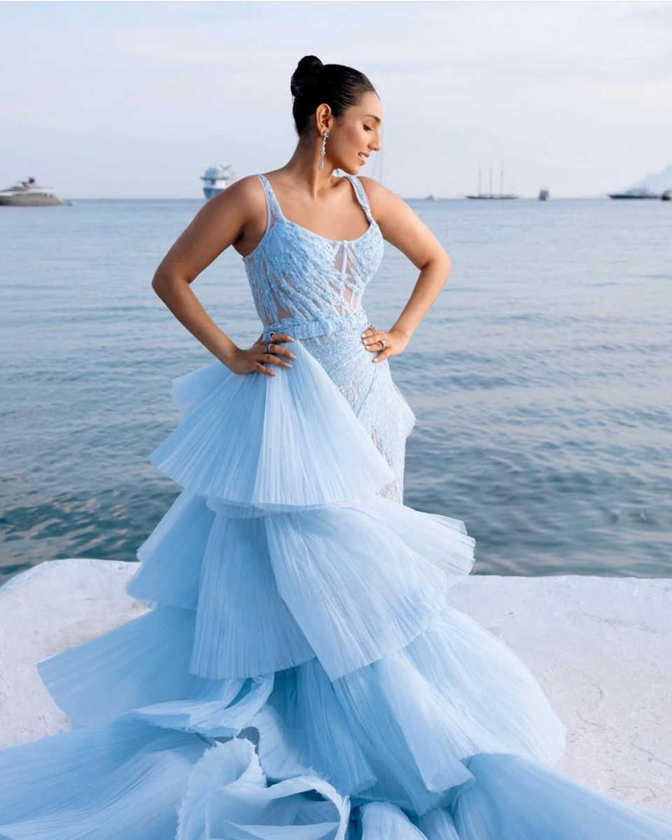 Fashion Mermaid Evening Dresses For Women Spaghetti Strap Sleeveless Gown Sequins Appliques Detachable Train Party Customized Dress