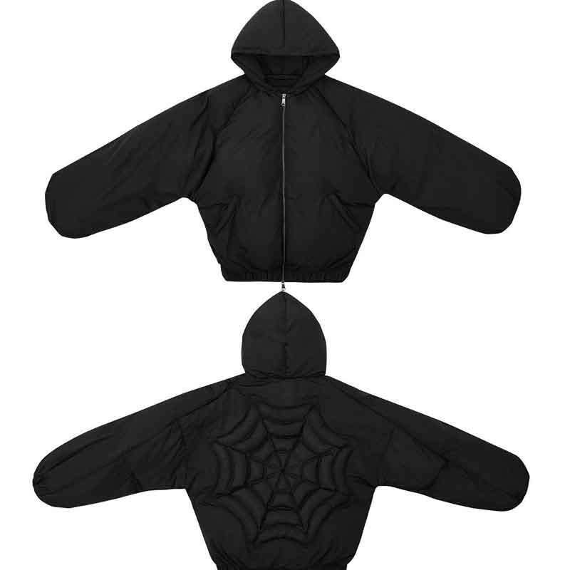 Ins Trendy Brand High Neck Black Unique Design Cotton Jacket Autumn Winter New Item For Men And Women Loose Y2k Hoodie Batch