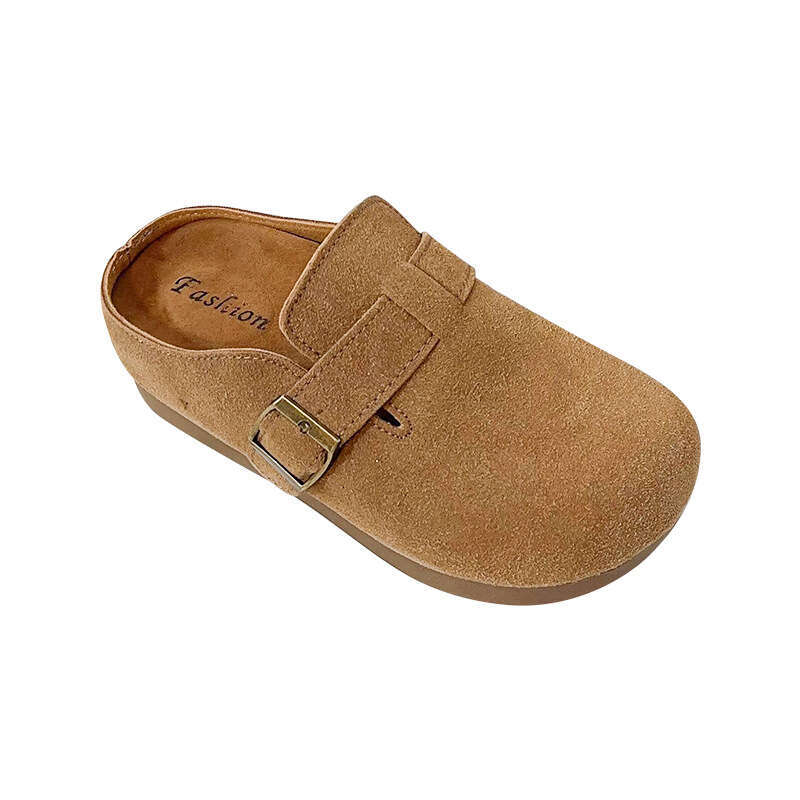 Thick with toe caps, half slip slippers, women's shoes, versatile soft soled Boken single shoes for spring and autumn wear