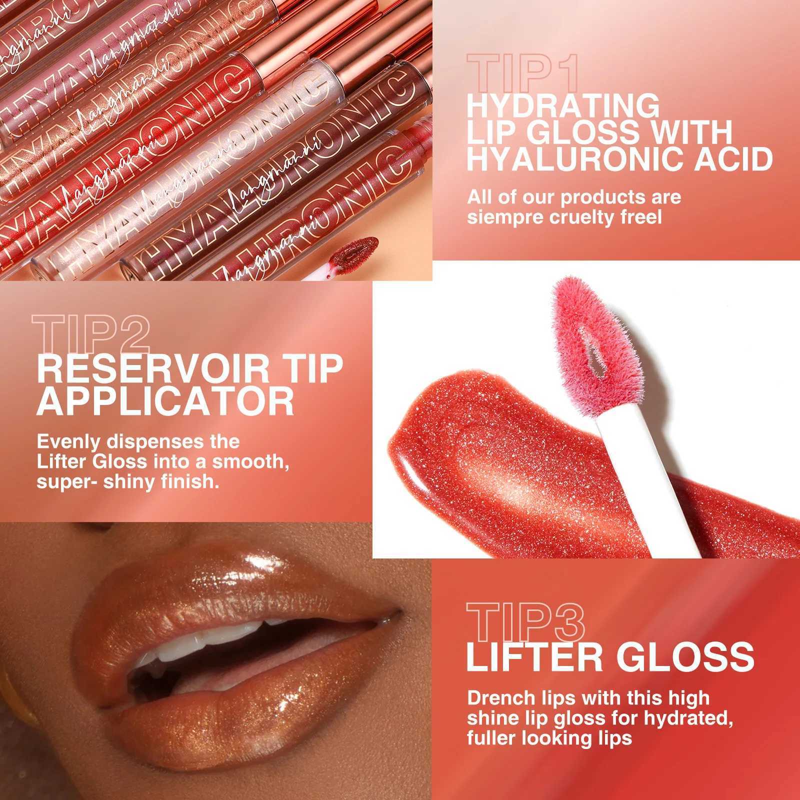 Langmanni hyaluronic acid lipstick gloss 8 colors available humectant lipstick gloss W250312