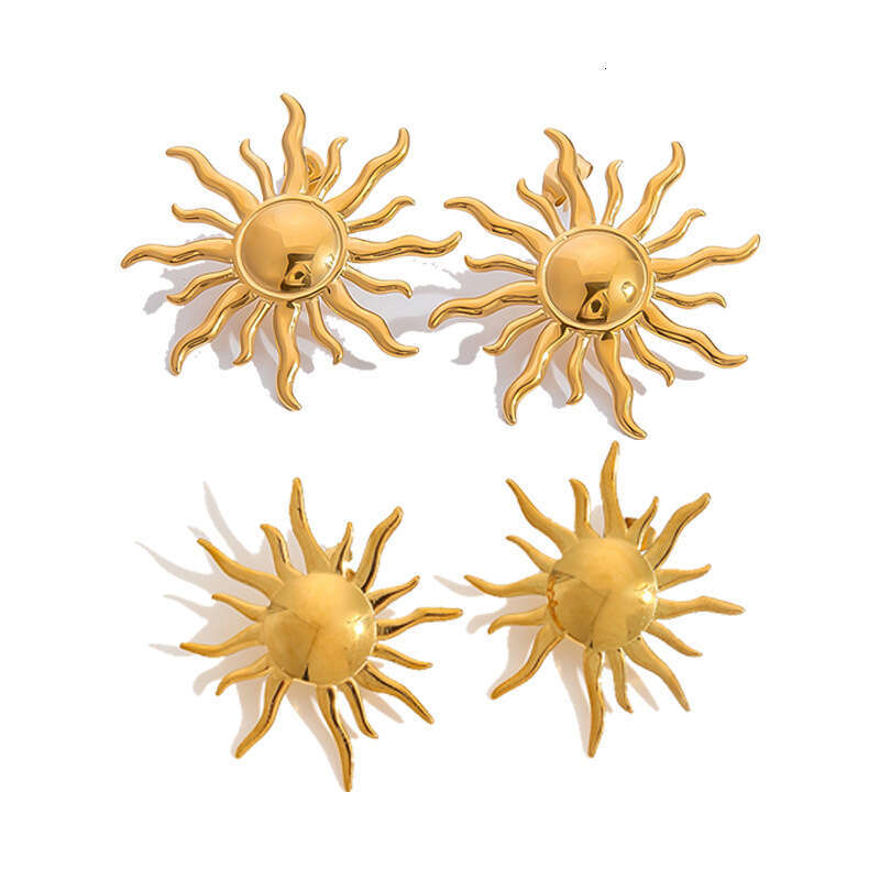 Fashionable New Sun Pendant Exquisite Stainless Steel Necklace Earrings Ear Accessories Women's Gift