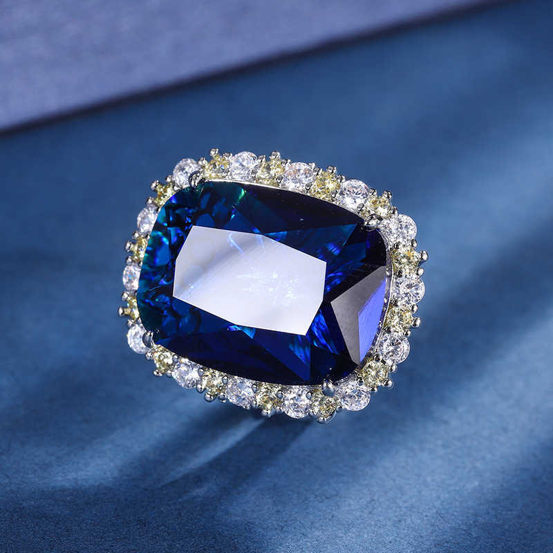 Zhuangsheng Copper Bottom Gold Plated Simulation Color Blue Treasure Grandmother Green Fat Rectangular Light Luxury Texture Set 15 * 20 W250312