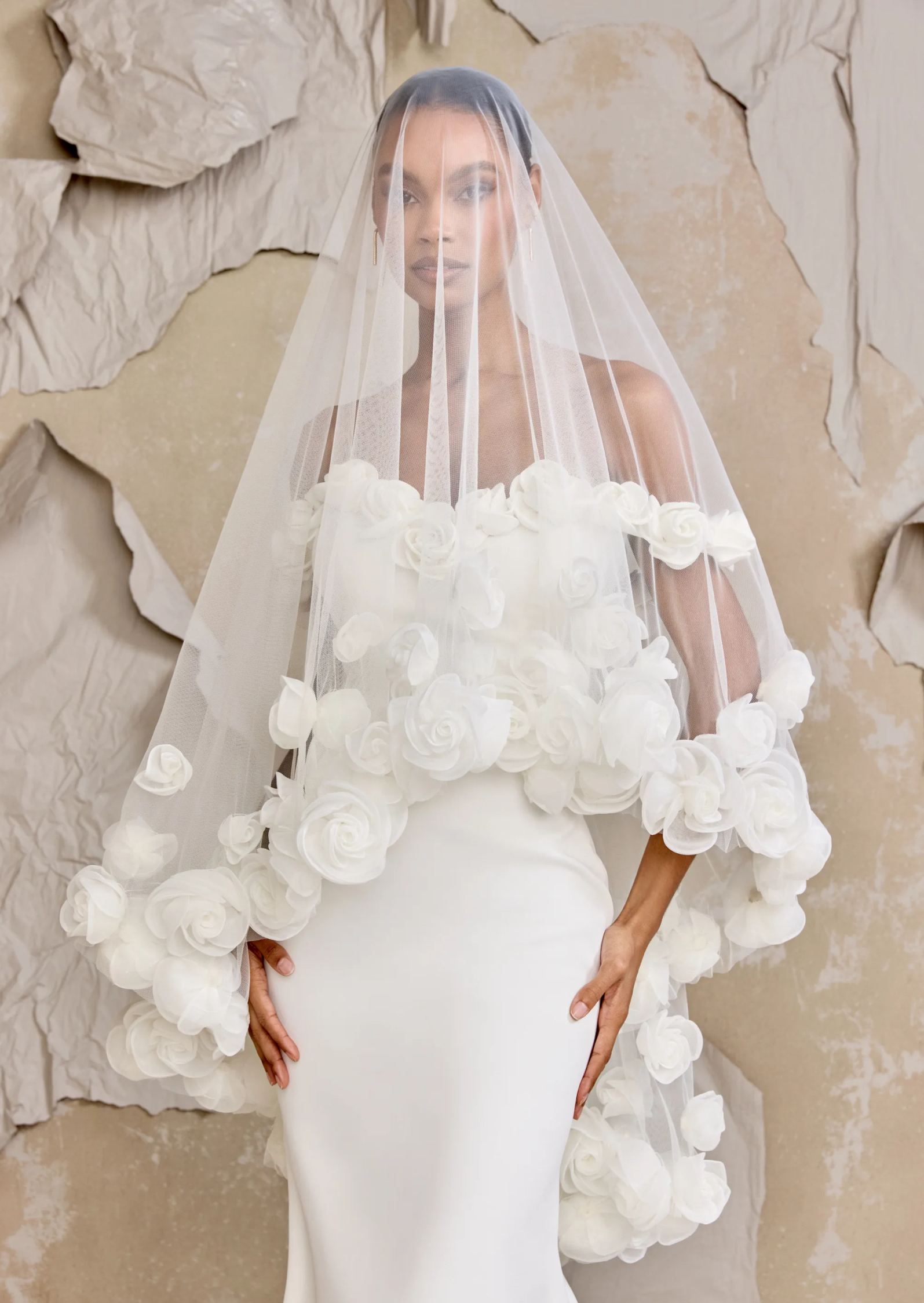 Designer Bridal Veils Tulle Bride Wedding 3m*2m 3D Flower Decoration Long Veil Hair Accessories Custom Made