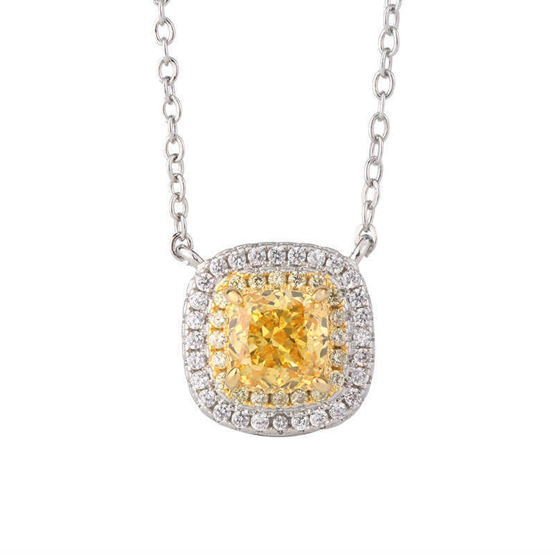 Autumn and Winter New Zhuangsheng Jewelry Set High Carbon Diamond Ice Flower Cut Copper Set with Yellow Diamond Main Stone 6 * 6 W250312