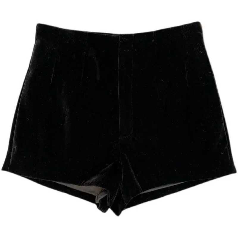 Black velvet womens coat high A summer pants womens shorts X250312