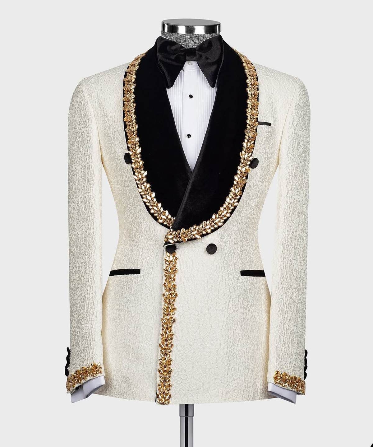 Luxury Men Suits Tailor-Made 2 Pieces Suit Tuxedos Shawl Lapel Groom Blazer Wedding Double Breasted Coat+Black Pants Prom Evening Party Formal Occasio