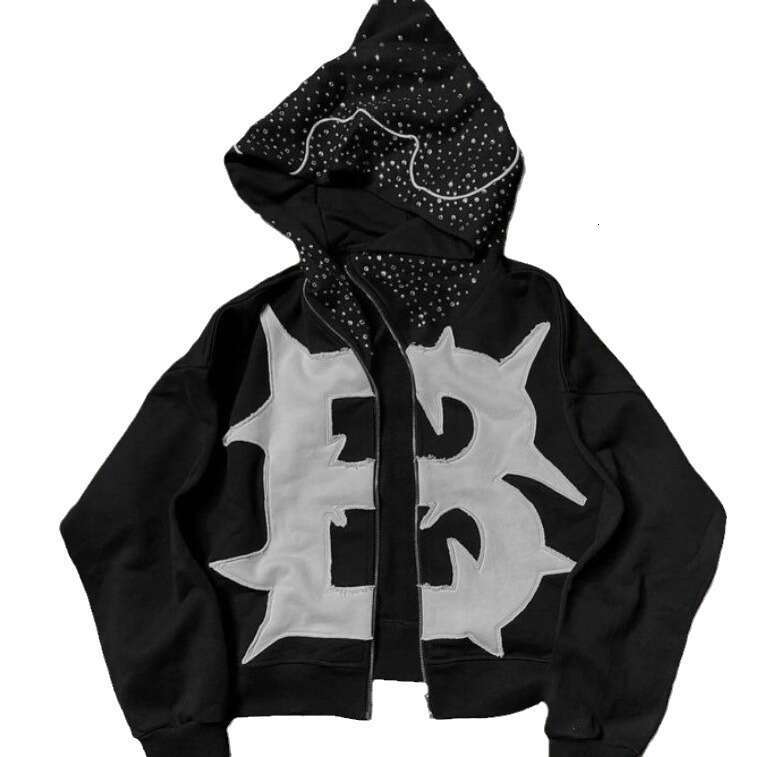 American Y2K Personalized High Street Graffiti Autumn New Style Letter Patch Hoodie for Men and Women