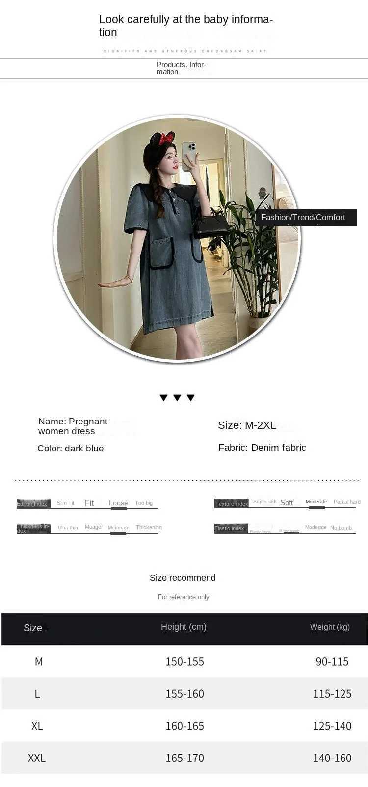 G73176# Pregnant Womens Clothing Womens Dresses Denim Summer New Arrival Maternity DressesT250311