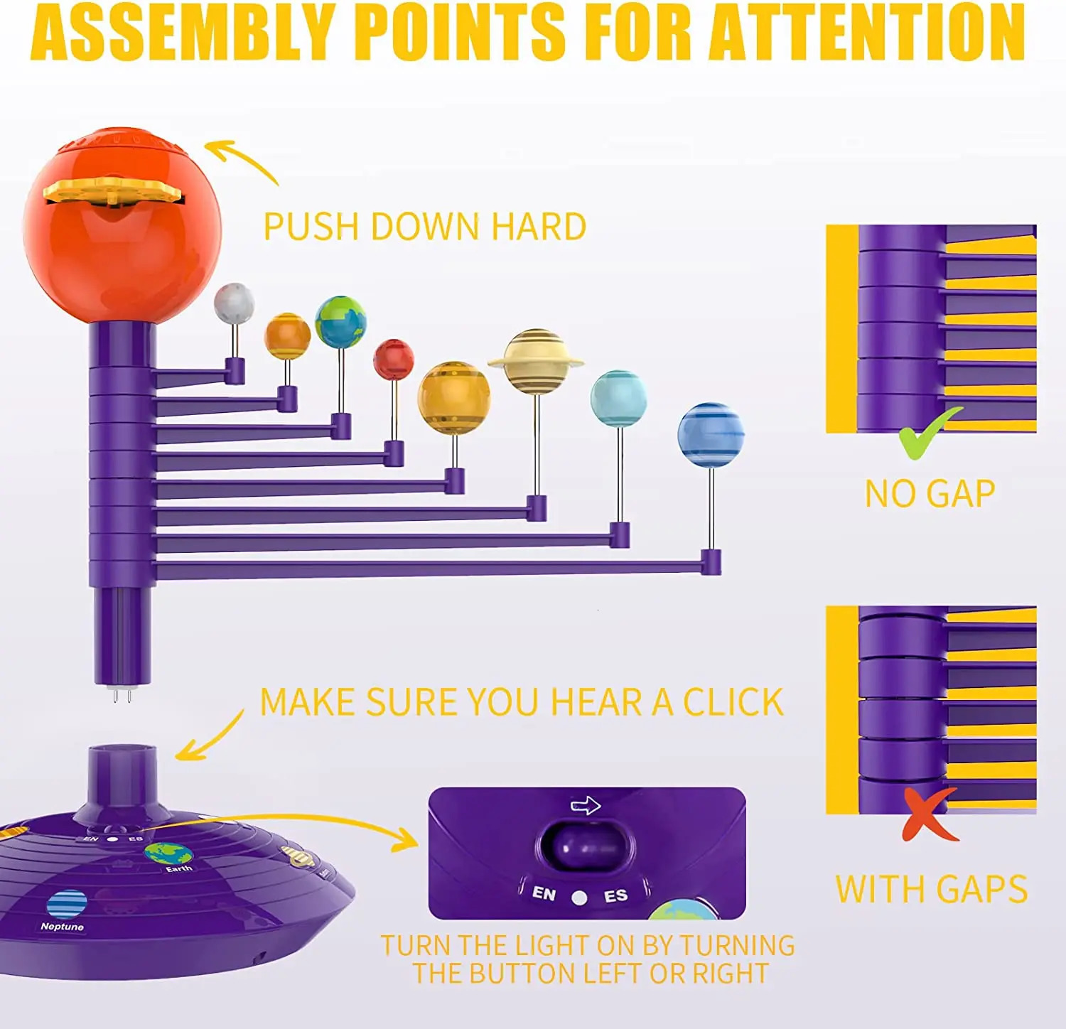 Solar System Planet Model 8 Planet Set Childrens Science Steam Projector Puzzle Toy Rotating Astronomy Meter 250312