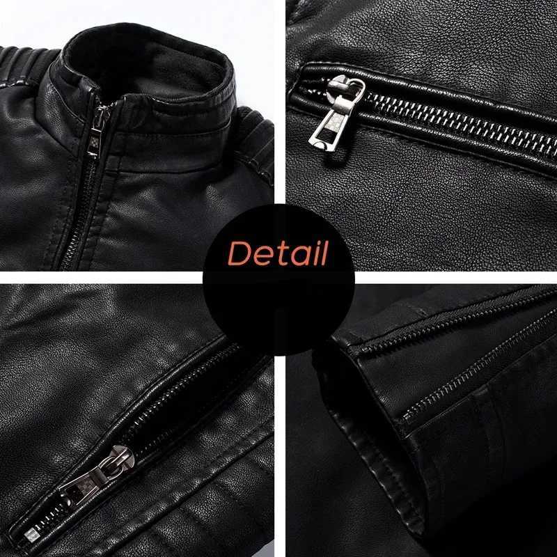 Stand Collar Loose Casual PU Leather Jacket Male Zipper Coat Men Trend Fashion Cardigan Top OutwearT250311