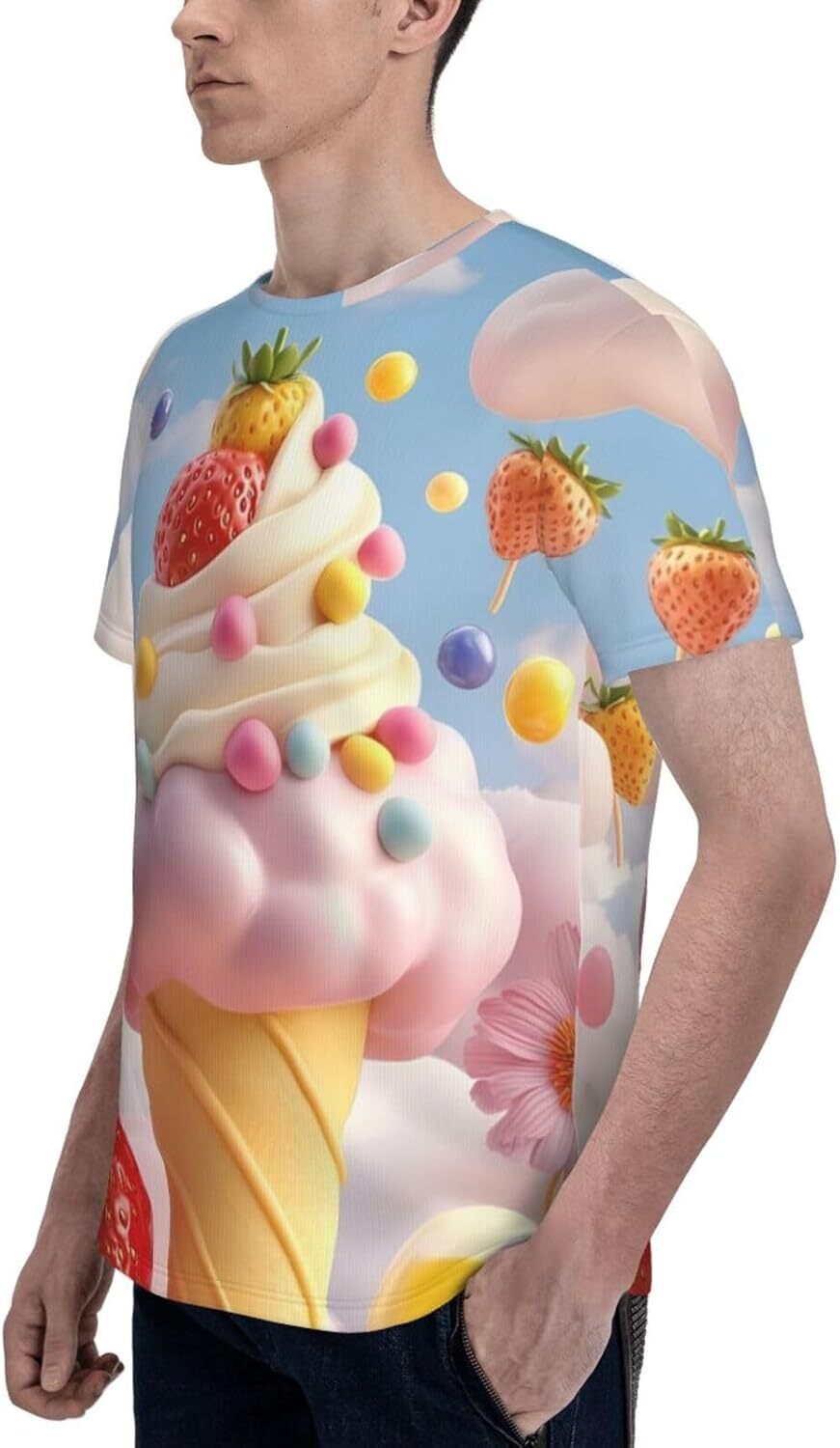 Mens T shirt Ice Cream Pattern Men's Women's T-Shirt Colorful Ice Cream 3D Printed Novelty Short Sleeve Unisex Fashion Tee tee Casual tops s