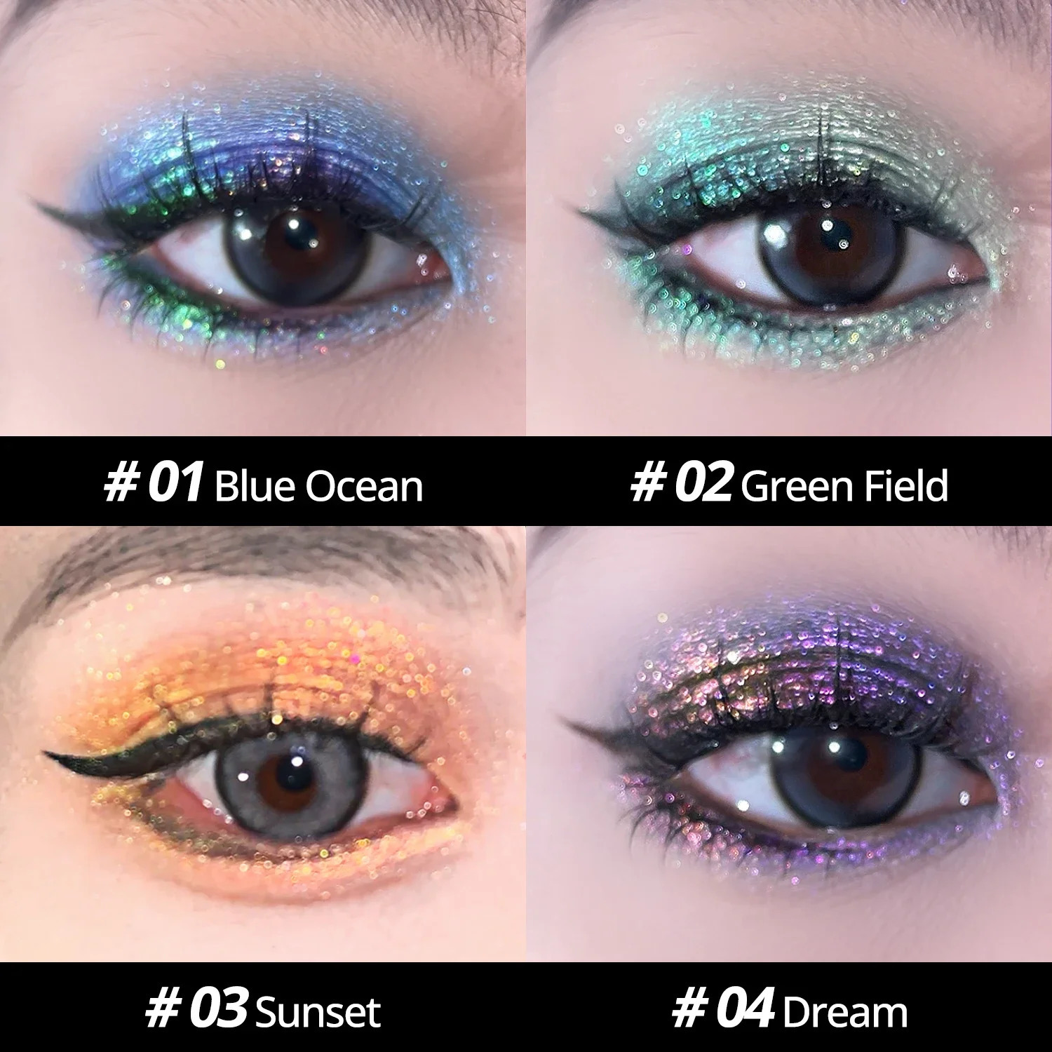 CHARMACY Multichrome Glitter Eyeshadow Palette High Pigmented Metallic Eyeshadow Color Shifting Sparkle Shimmer Eyeshadow Makeup 250306
