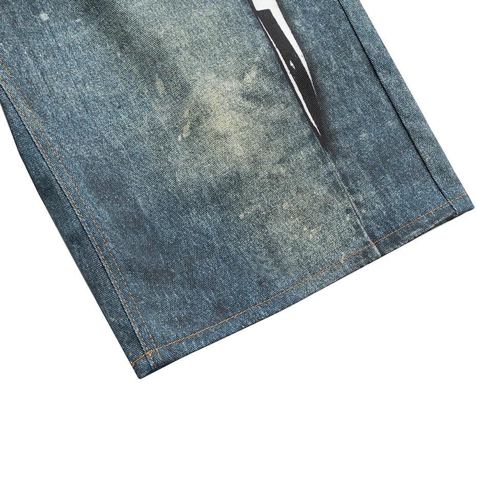 Keychain Retro denim shorts mens blue pocket jeans summer loose casual 250312