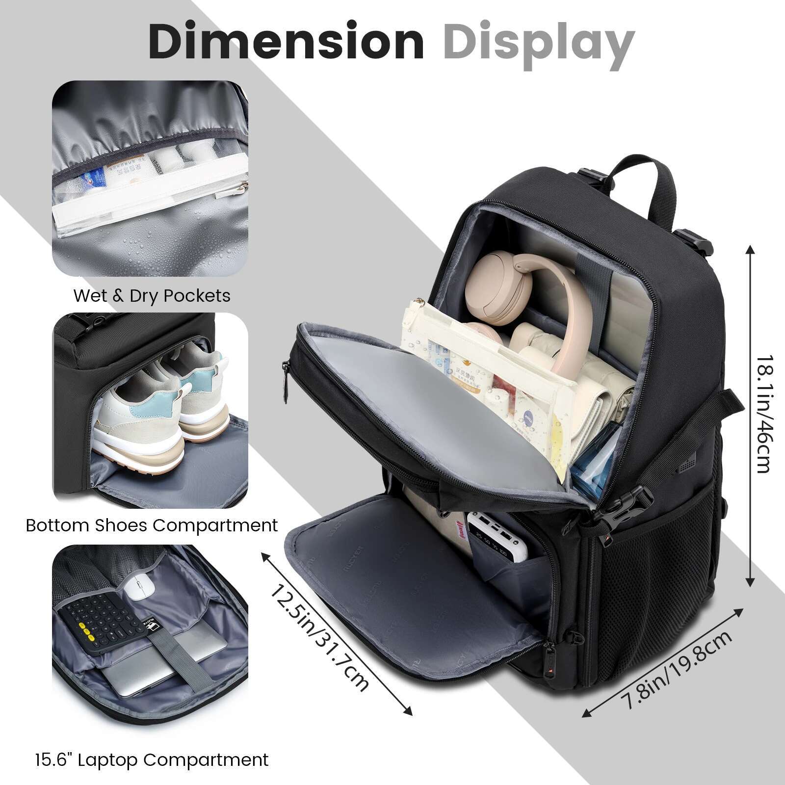 Yh&Gs Skateboard With USB Charging Port Multifunctional Sports Longboard Bag Basketball Backpack For 15.6 Inch Laptop