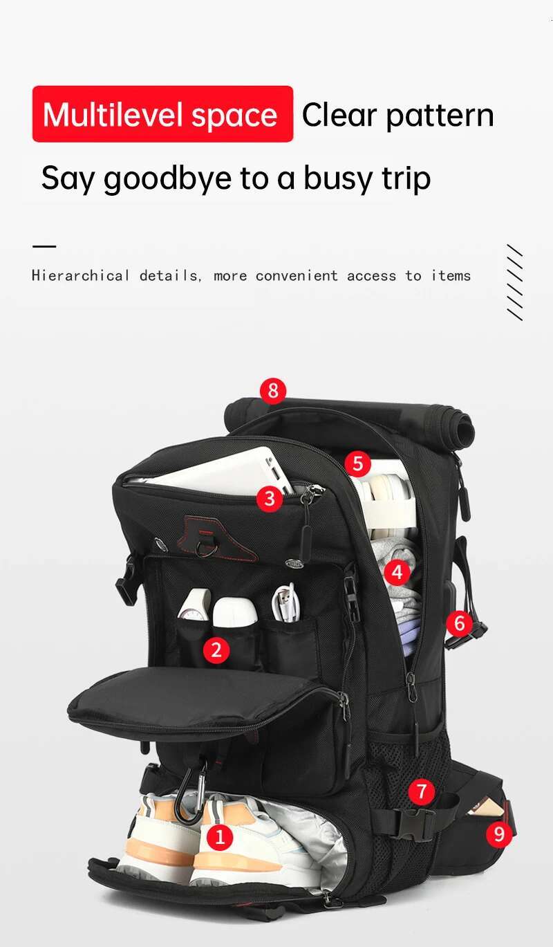 XOKY Business 17.3 Inches Laptop Three Layer Fashion Large Capacity Waterproof Travel Backpack 8106